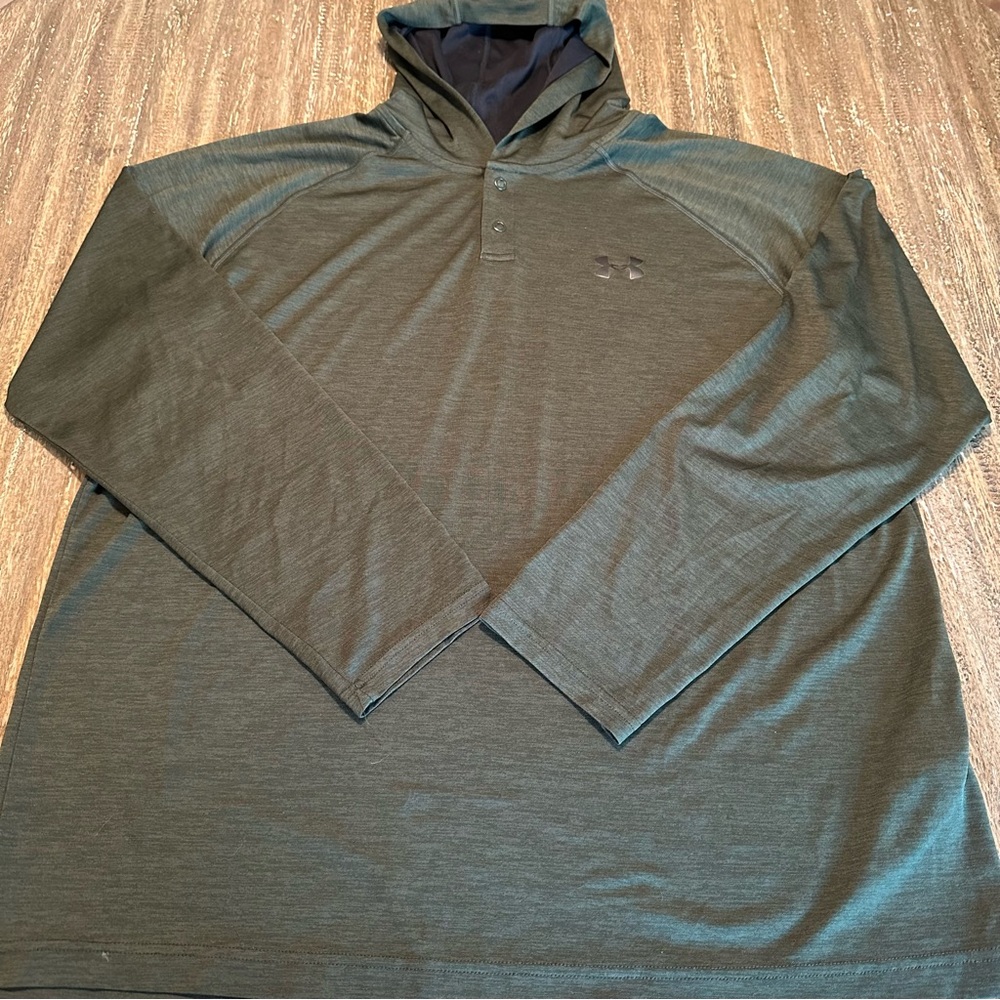 Men's Under Armour Long Sleeve Snap Collar Hoodie Shirt Green, X-Large